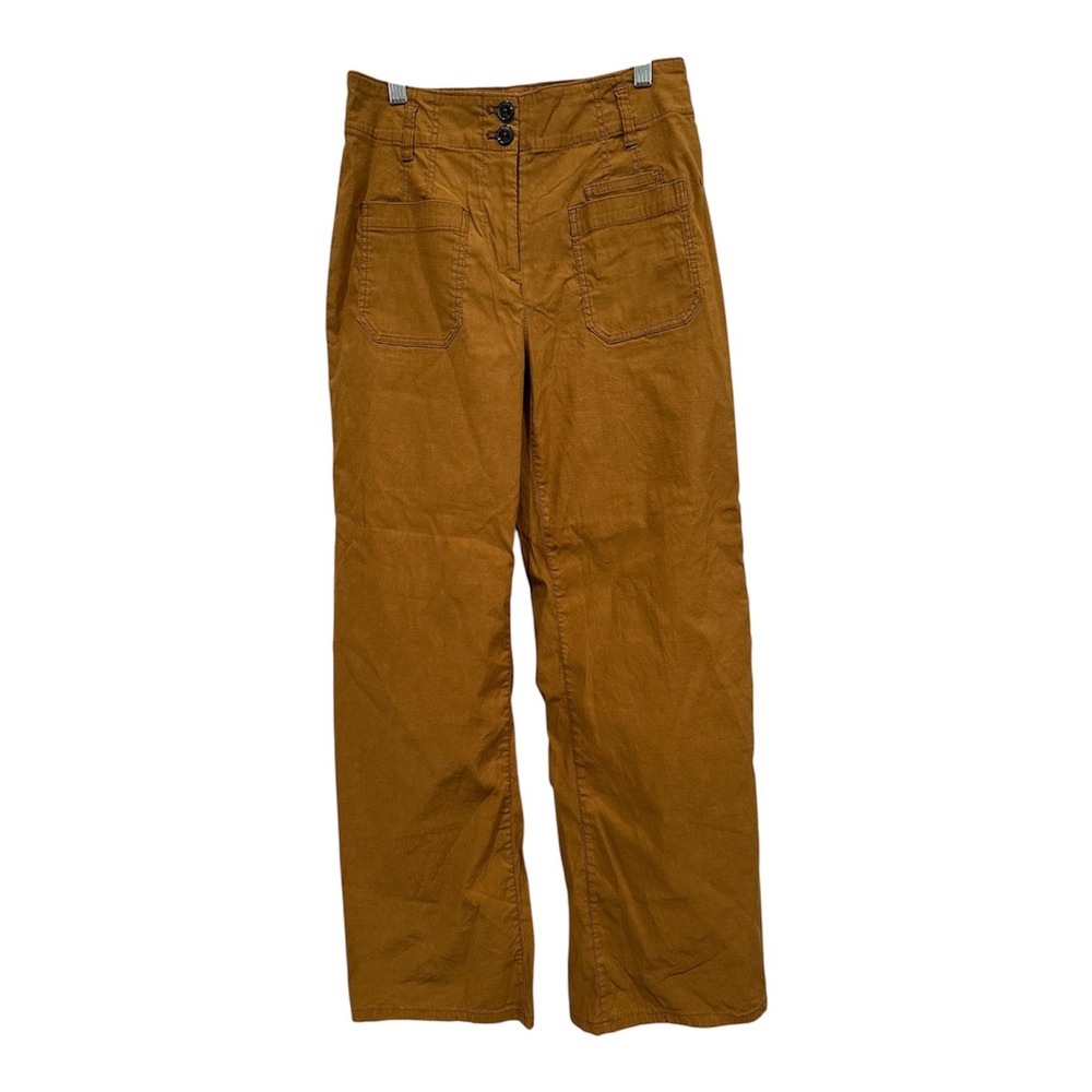 Maeve Wide Leg Pants in Mustard Brown